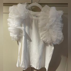 Queen of sparkles white ruffle top